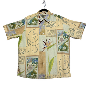 Tori Richard Men's Silk Size L Floral Tropical Hawaiian Shirt ~ Excellent